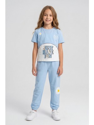 Kinderos Papatya Baskılı Katman Görünümlü Kız Çocuk Üçlü Takım - 26Y 26204