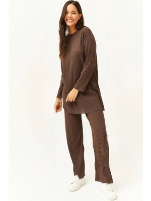 Fitilli Interlok Kumaş Rahat Kalıp Ev Giyim Takımı