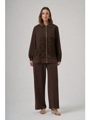 Nuss 1048 Desenli Biye Detaylı Kap Pantolon Takım