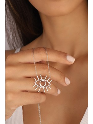 Lia Berto Kalpli Göz 925 Ayar Gümüş Kolye Zirkon Taşlı Özel Tasarım Tema