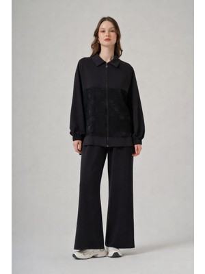 Nuss 1048 Desenli Biye Detaylı Kap Pantolon Takım