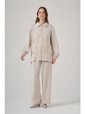 Nuss 1048 Desenli Biye Detaylı Kap Pantolon Takım