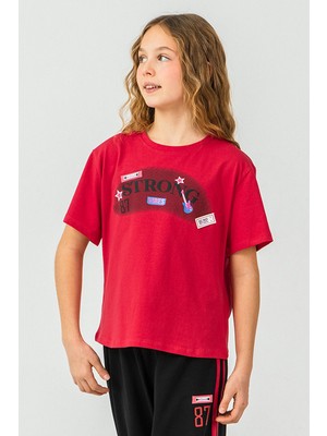 Kinderos Baskılı ve Şerit Detaylı Bol Paça Kız Çocuk Ikili Takım - 26Y 26205