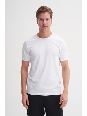 Cazador Erkek Beyaz Bisiklet Yaka T-Shirt 46180