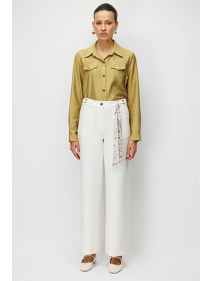 Ekol Beli Metal Aksesuarlı Bol Paça Pantolon  4010