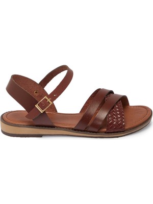 Tergan Taba Hakiki Deri Kadın Sandalet - K25Y1SN68069-I51