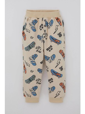 Breeze Erkek Çocuk Eşofman Altı Kaykay Zamanı Düğme Aksesuarlı 2-6 Yaş, Krem