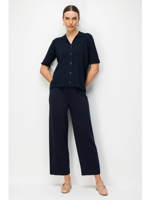 Desen Triko Kadın Ince Triko Pantolon K.lacivert