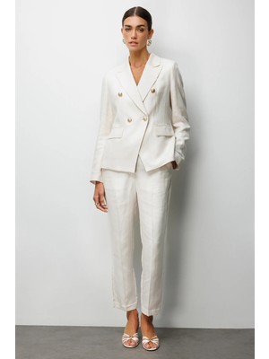 Ekol Süs Metal Düğmeli Dar Paça Pantolon  1032