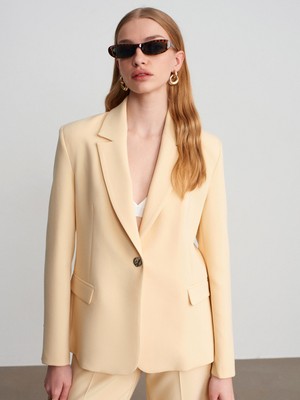Dilvin 60796 Fitted Blazer Ceket-Sarı