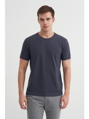 Cazador Erkek Antrasit Bisiklet Yaka T-Shirt 46180