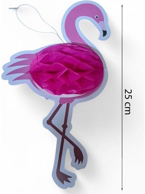 Pandoli Asmalı Flamingo Şeklinde Kağıt Petek Sarkıt Süs 25 cm 1 Adet Hawaian
