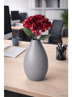 Yapay Çiçek Sitesi Yapay Pastel Ortanca Dalı Tek Dal 58 cm Kırmızı