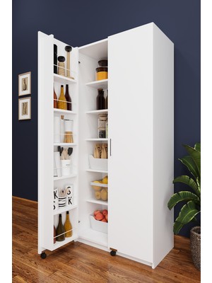 Asra Trend Lüks 2 Kapılı Çok Amaçlı Kiler Dolabı %100 MDF Erzak Organizer Dolabı MK01