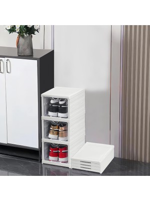 Family Co. Şeffaf Kapaklı, Montaj Gerektirmeyen, Katlanabilir Plastik Ayakkabı Kutuları