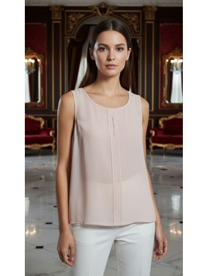 Gönülden Tasarım Pudra Şifon Kadın Bluz S Beden