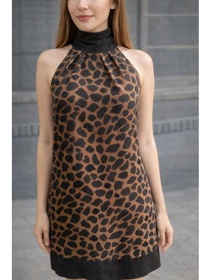 Gönülden Tasarım Leopar Boncuk Işleme Kadın Elbise M/l