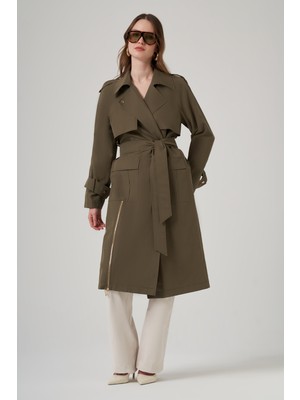 Nuss Kuşak Detay Kap Ceket 6045 Haki