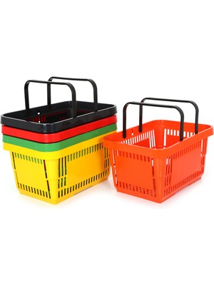 Rafburada 5 Adet 22 Lt Plastik Alışveriş Sepeti - Market El Sepeti Antrasit Gri