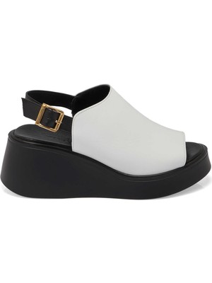 Tergan Beyaz Hakiki Deri Kadın Sandalet - K25Y1SN67890-A26