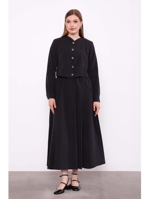 Lale Butik Önü Zikzak Detay Tunik Etek Takım 100770 Siyah