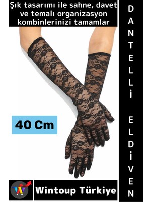 Wintoup #partieldiveni Balo Parti Halloween Cosplay Dans Gösteri Davet Şık Estetik Dantelli Eldiven 40 cm