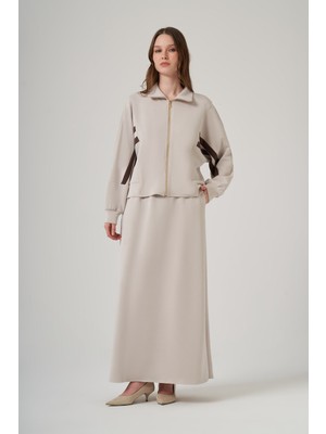 Nuss 1096 Kolları Çift Band Detaylı Ceket Etek Takım