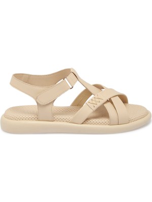 Tergan Bej Hakiki Deri Kadın Sandalet - K25Y1SN67974-A25