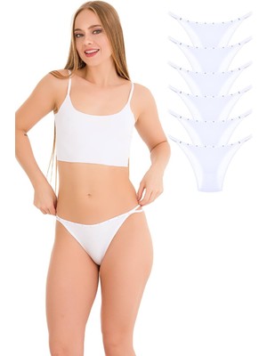 New Lilla 1025 Çift Ip-Taş Detaylı  6\'lı Bikini Külot Paketi