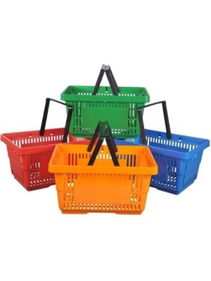 Rafburada 10 Adet 22 Lt Plastik Alışveriş Sepeti - Market El Sepeti Antrasit Gri