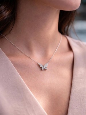 925 Ayar Zarif Model Minimal Kelebek Gümüş Kadın Kolye