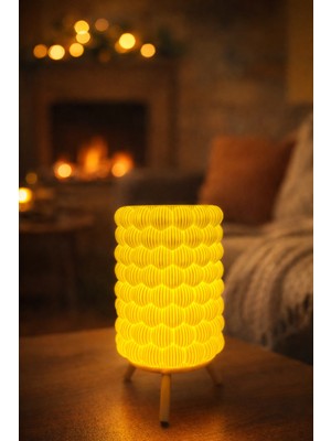 NK3D Modern Dekoratif Masa Lambası 3 Ayaklı Ahşap Tripod Gece Lambası Minimal Tasarım