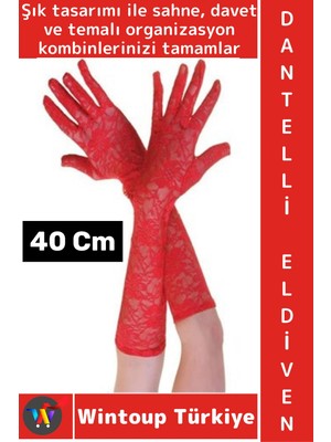 Wintoup #partieldiveni Balo Parti Halloween Cosplay Dans Gösteri Davet Şık Estetik Dantelli Eldiven 40 cm