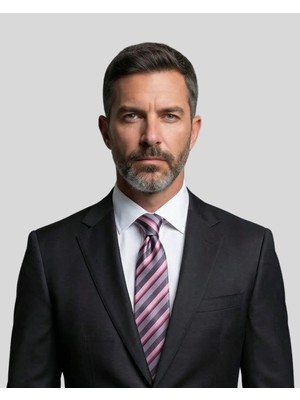 1001 Kravat Pembe Gri Çizgili 8 cm Genişliğinde Kravat