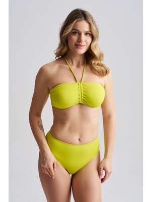 AQUAVİVA Aquaviva Kadın Adriana Straplez Push Up Boyundan Bağlamalı Bikini Takımı Neon Yeşil