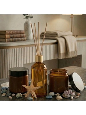 MumvemuM 3 Lü Set Okyanus Kokulu Bambu Çubuklu Oda Kokusu ve Okyanus Kokulu Mumlar