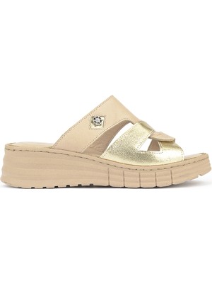 Ziya, Kadın Hakiki Deri Konfor Terlik 1611008Z453 Bej