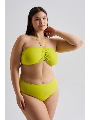 AQUAVİVA Aquaviva Kadın Büyük Beden Alessia Straplez Boyundan Bağlamalı Push Up Bikini Takımı Yeşil