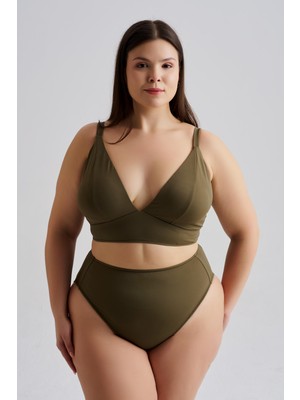 AQUAVİVA Aquaviva Kadın Büyük Beden Gabriella Toparlayıcı Yüksek Bel Bikini Takımı Haki