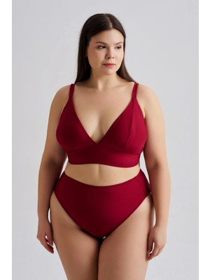 AQUAVİVA Aquaviva Kadın Büyük Beden Gabriella Toparlayıcı Yüksek Bel Bikini Takımı Bordo