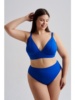 AQUAVİVA Aquaviva Kadın Büyük Beden Gabriella Toparlayıcı Yüksek Bel Bikini Takımı Saks