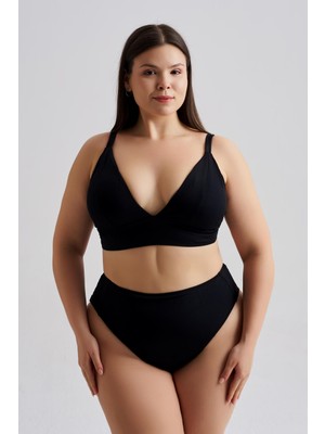 AQUAVİVA Aquaviva Kadın Büyük Beden Gabriella Toparlayıcı Yüksek Bel  Bikini Takımı Siyah