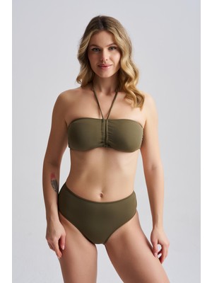 AQUAVİVA Aquaviva Kadın Adriana Straplez Push Up Boyundan Bağlamalı Bikini Takımı Haki