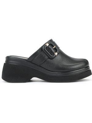 Ziya, Kadın Hakiki Deri Topuklu Terlik 161992Z64030 Siyah