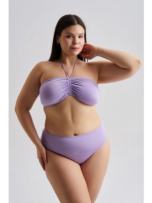AQUAVİVA Aquaviva Kadın Büyük Beden Alessia Straplez Boyundan Bağlamalı Push Up Bikini Takımı Lila