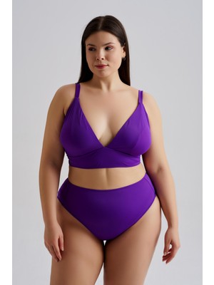 AQUAVİVA Aquaviva Kadın Büyük Beden Gabriella Toparlayıcı Yüksek Bel Bikini Takımı Mor