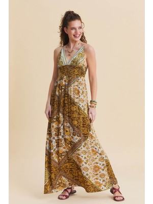 Los Banditos V Yaka Sırtı Açık Etnik Elbise