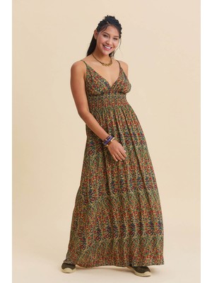 Los Banditos V Yaka Sırtı Açık Etnik Elbise