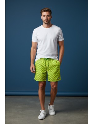 Piyera Erkek Deniz Şortu Desenli Hızlı Kuruyan Lastikli Bel Bağcıklı Yazlık Plaj ŞORTU-6020