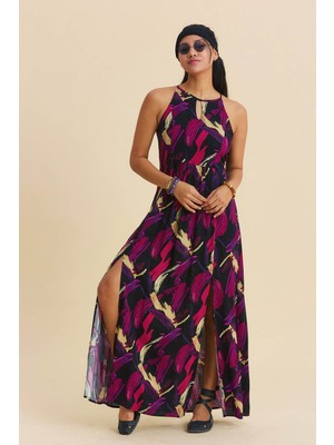 Los Banditos Dekolteli Ön Yırtmaçlı Elbise